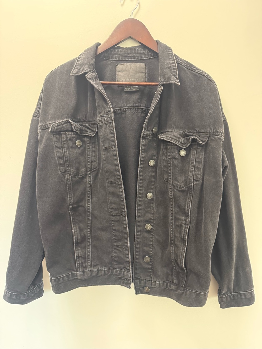 American Eagle Outfitters Black Washed Denim Jean Jacket